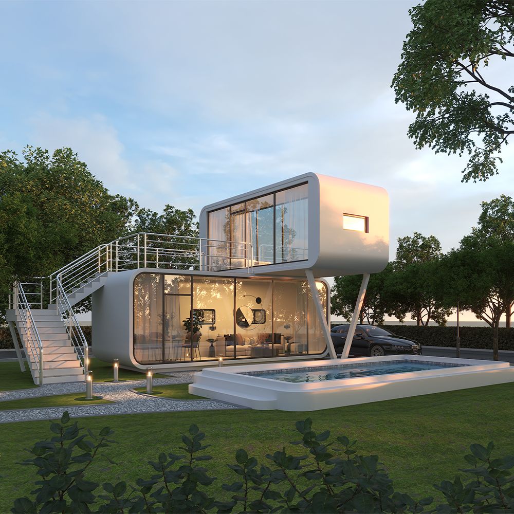 Zhentai Wholesale OEM ODM 20ft 40ft Outdoor Modern Popular Prefab House Tiny House Mobile Working House Office Pod Apple Cabin