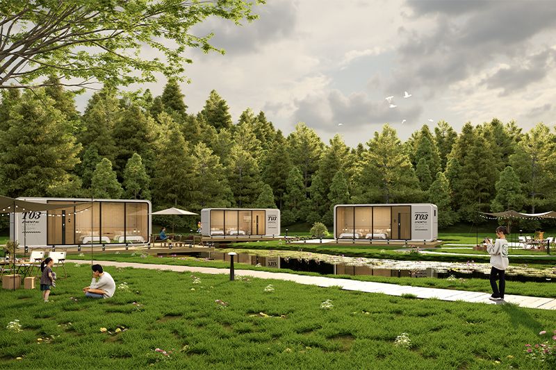 Detachable luxury model 40ft 20ft 2 story Pod House Guatemala prefab combination 3 bedroom 2 bath Apple cabin